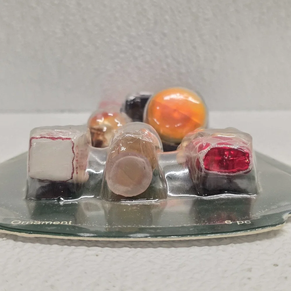 Jo-ann Junk Food Glass Christmas Ornaments Sealed NOS 6 Pieces